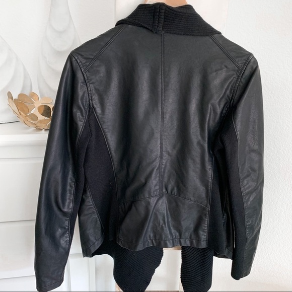 BLANKNYC  Drape-Front Quilted Faux-Leather Black Jacket Size Medium - Picture 2 of 14